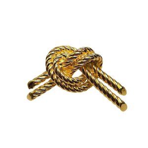 Joan Rivers Love Knot Twisted Rope Pin Brooch Gold Tone